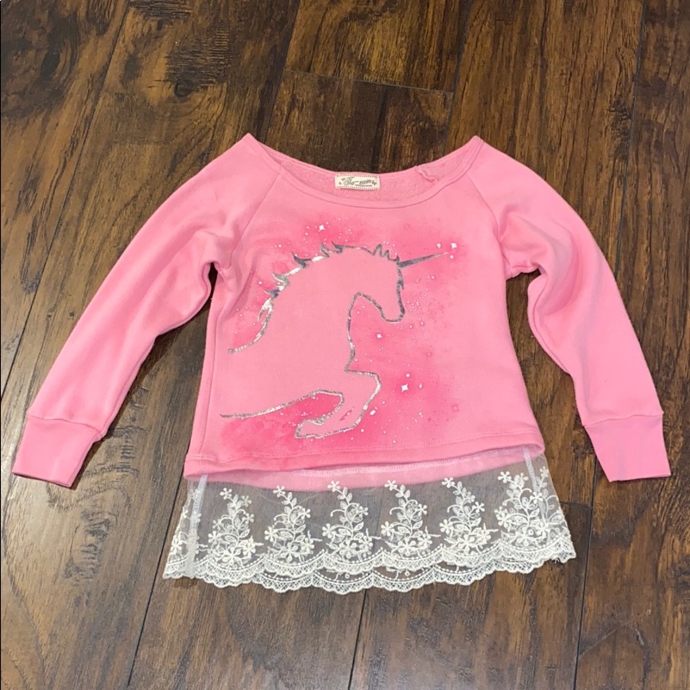 T-eam Collection Off The Shoulder Lace Sweatshirt